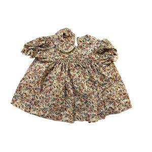 Vintage Girls Boutique Floral Dress Lace Trim Puff Sleeve 9-12 mos 1980s